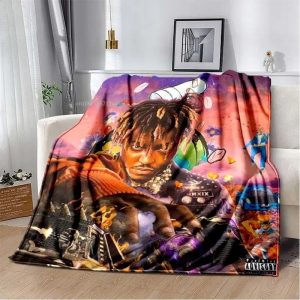 Juice Wrld 999 soft flannel blanket with poster art print – perfect for beds or sofas