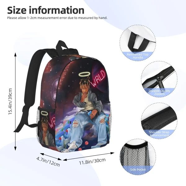 Juice WRLD streetwear backpack for students, boys and girls – school bag and laptop shoulder bag