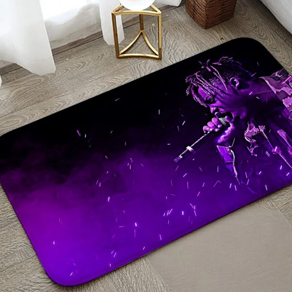 Juice WRLD graphic flannel floor mat for home entrance, kitchen, or bathroom