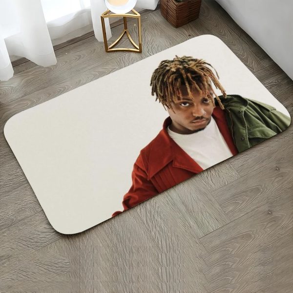 Non-slip Juice WRLD rug for music fans – modern bathroom or corridor floor mat with bold artist design