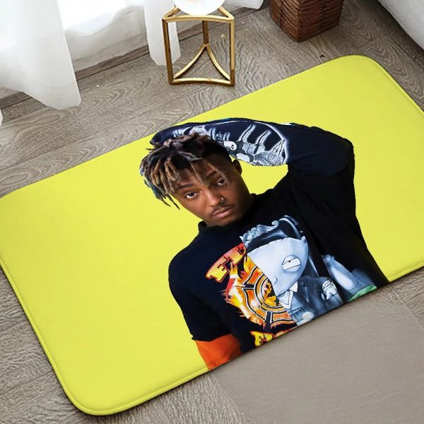 Juice WRLD graphic flannel floor mat for home entrance, kitchen, or bathroom