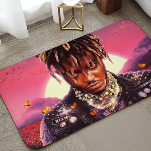 Juice WRLD graphic flannel floor mat for home entrance, kitchen, or bathroom