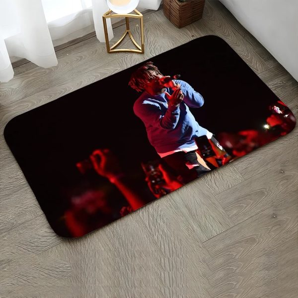 Non-slip Juice WRLD rug for music fans – modern bathroom or corridor floor mat with bold artist design